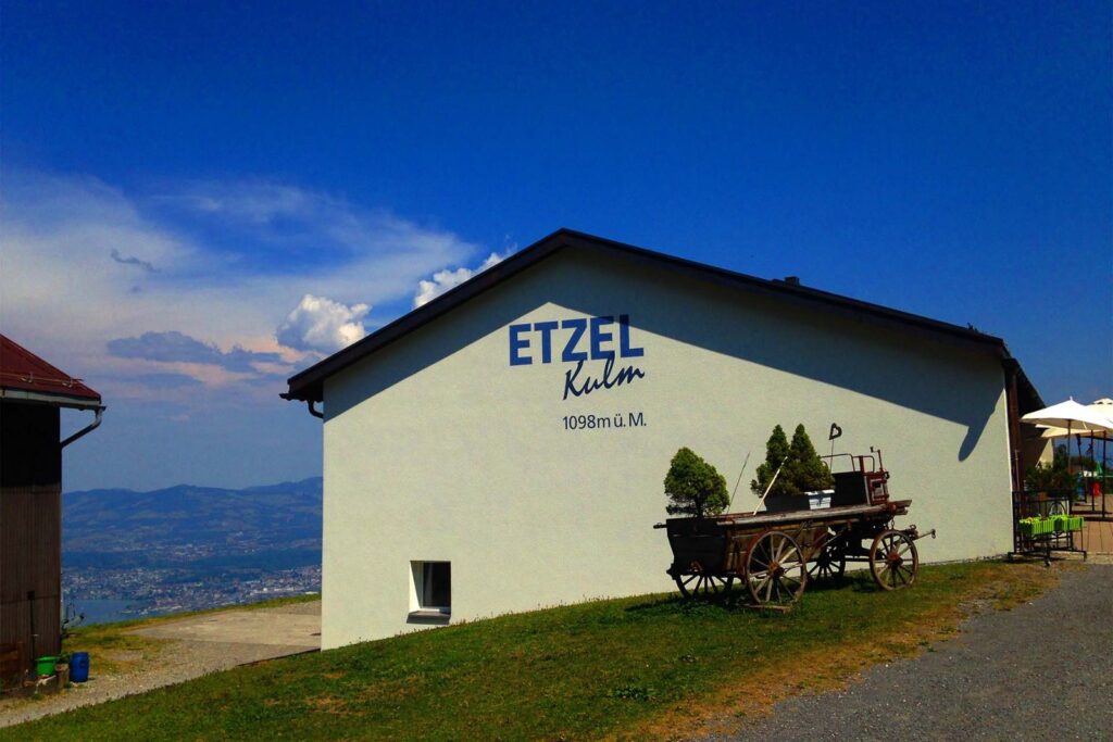 Etzel is the mountain above Lake Zurich.