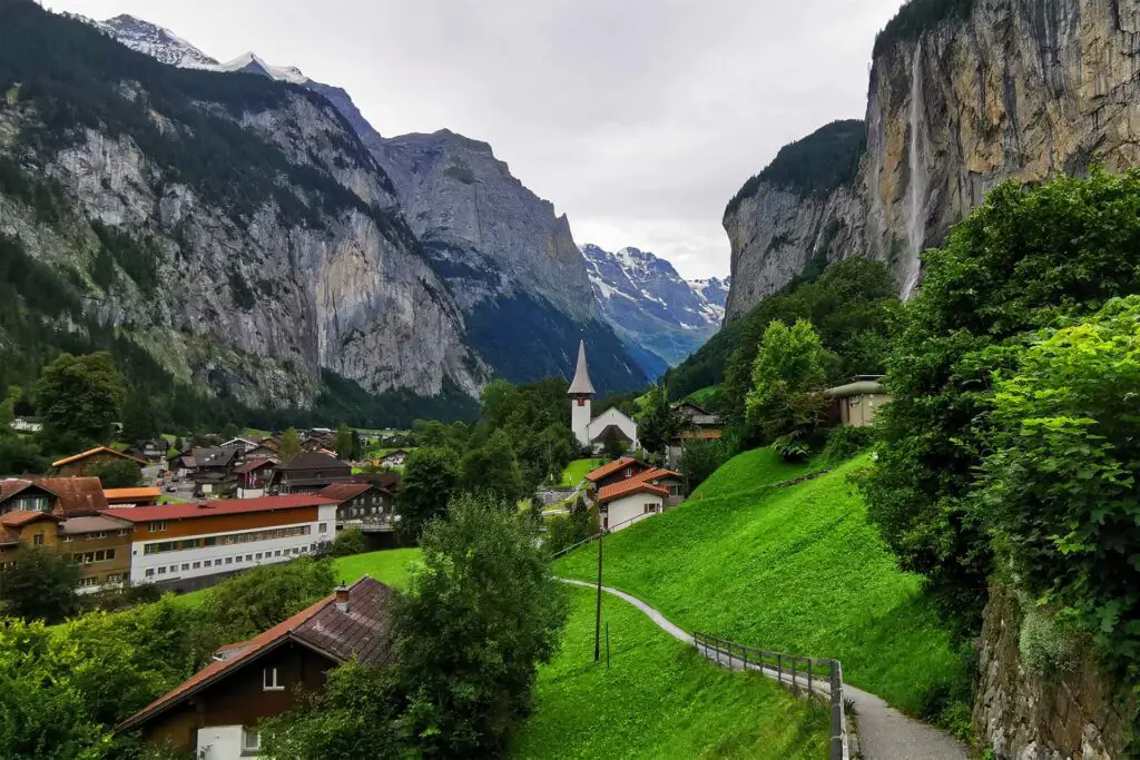 Lauterbrunnen with the valley of 72 waterfalls.