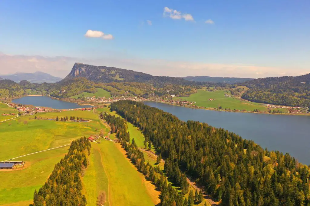 Views over Lac de Joux and Lac Brenet.