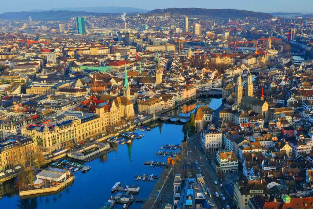 Zurich Switzerland with the beautiful Lake Zurich and the Limmat river is a city to stay for days.