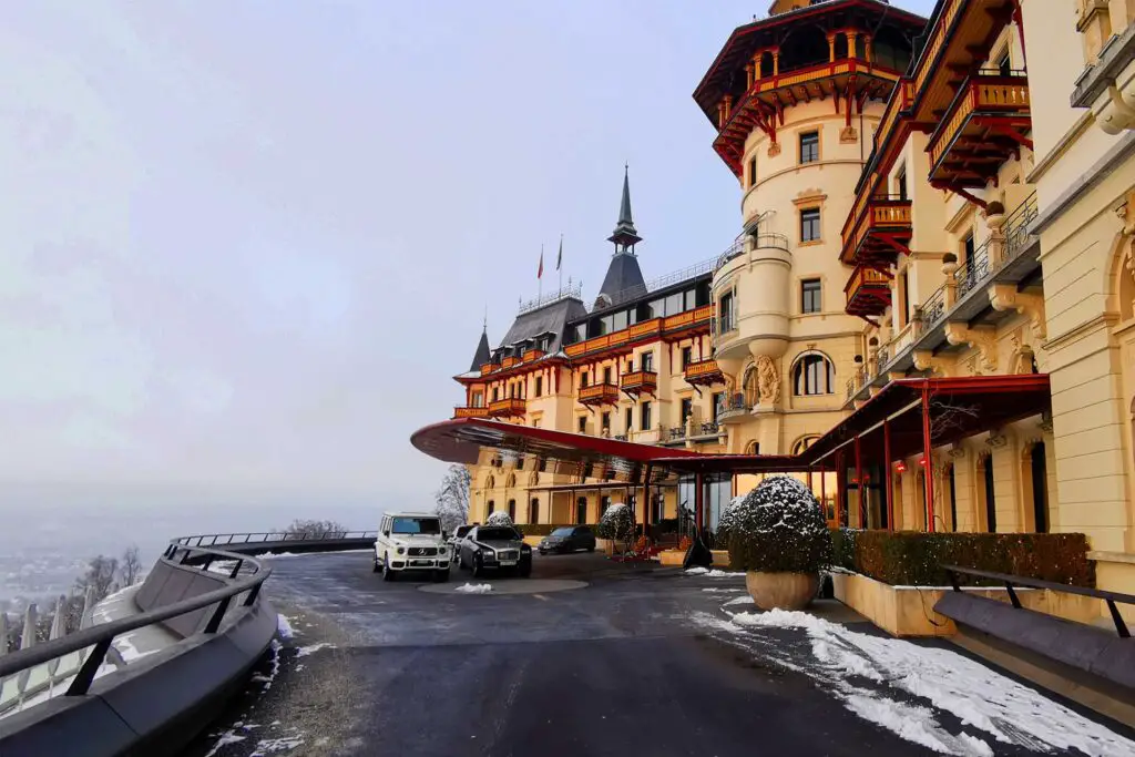 The Dolder Grand Hotel is a famous Hotel on the hill above Zurich Switzerland. You can reach it by car or by the Dolderbahn.