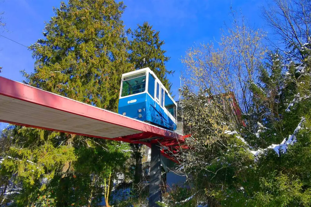 The Rigiblick cable car takes you to the top of Zurichs local mountain, the Zürichberg. From there you can take a walk to the Zurich Zoo with the perfect view of Zurich Switzerland.