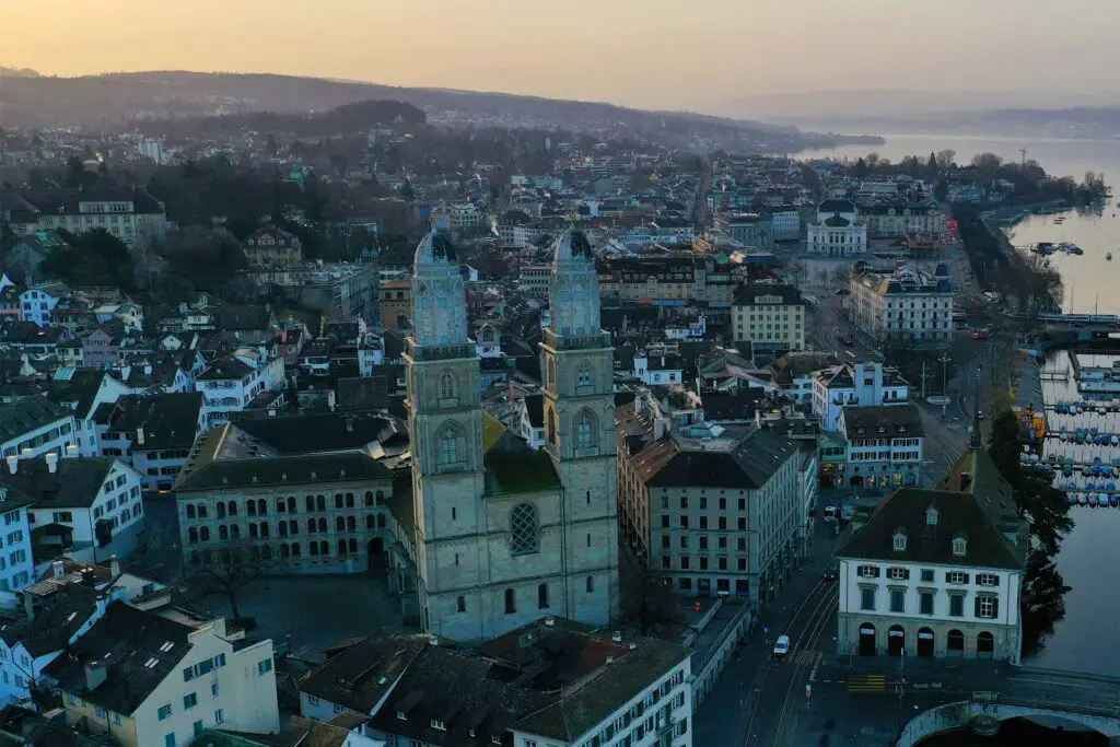 The cathedral Grossmünster is a beautiful Cathedral in Zurich Switzerland.