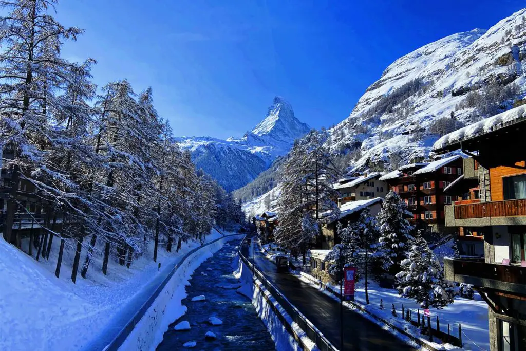 Zermatt is very popular for vacations in Switzerland.