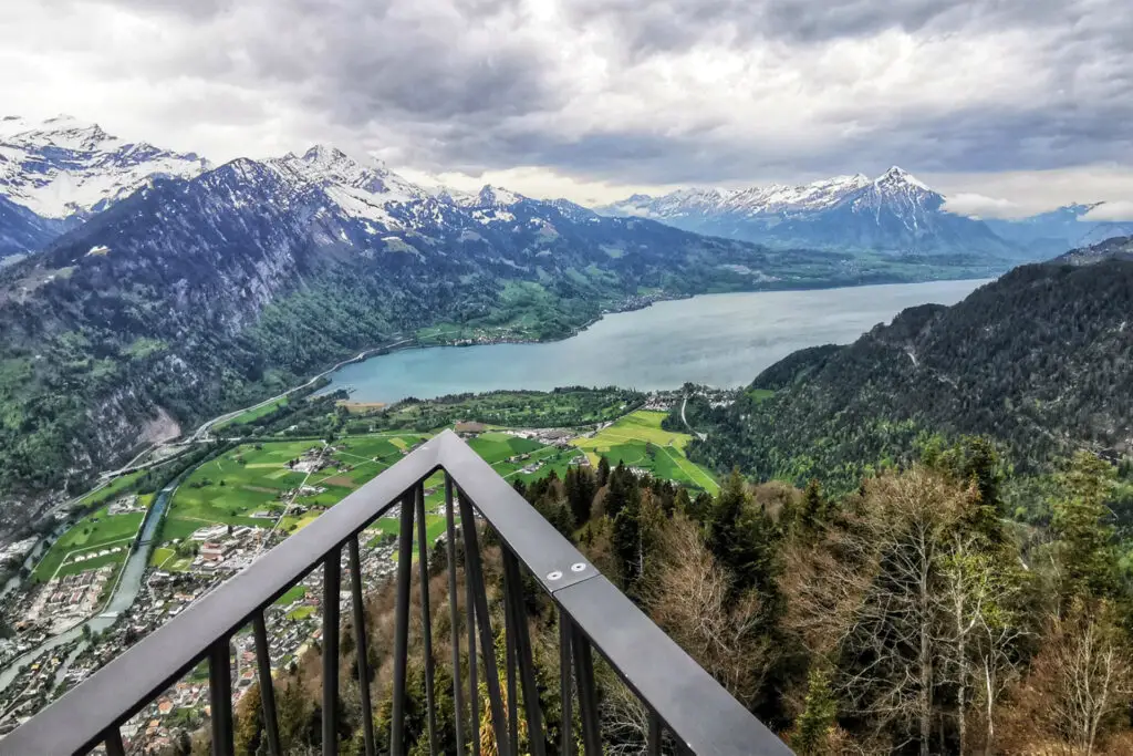 Wonderful view from the 2-lakes bridge at Harder Kulm Interlaken.