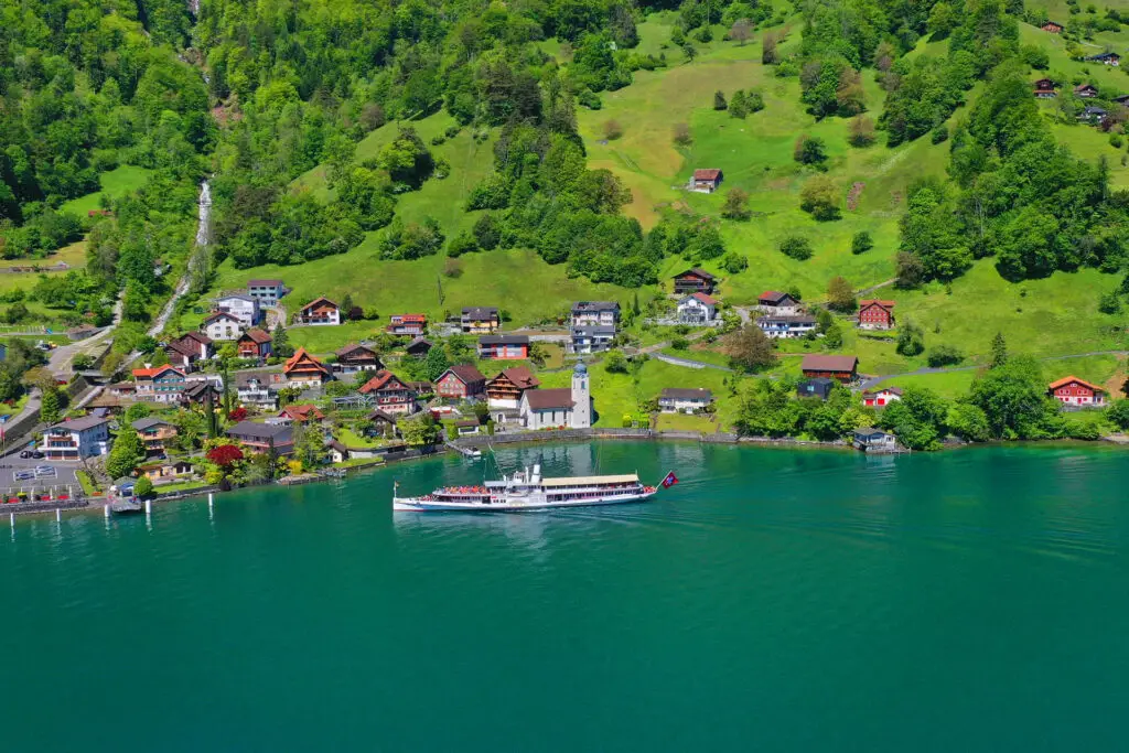 Bauen at Lake Lucerne (Vierwaldstättersee), one of the most beautiful places to visit.