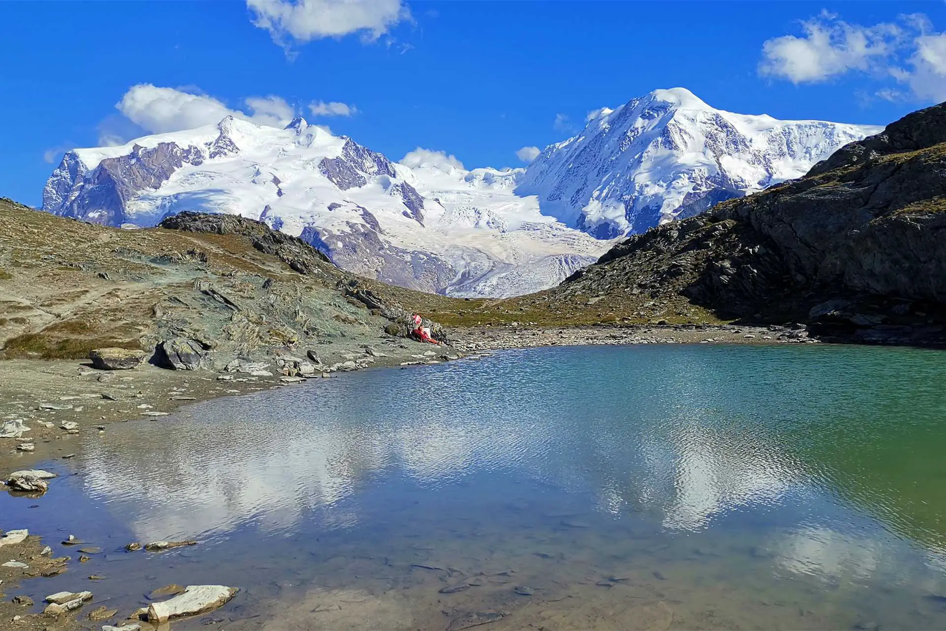 Lake Riffelsee is one of the most famous lakes in Zermatt.