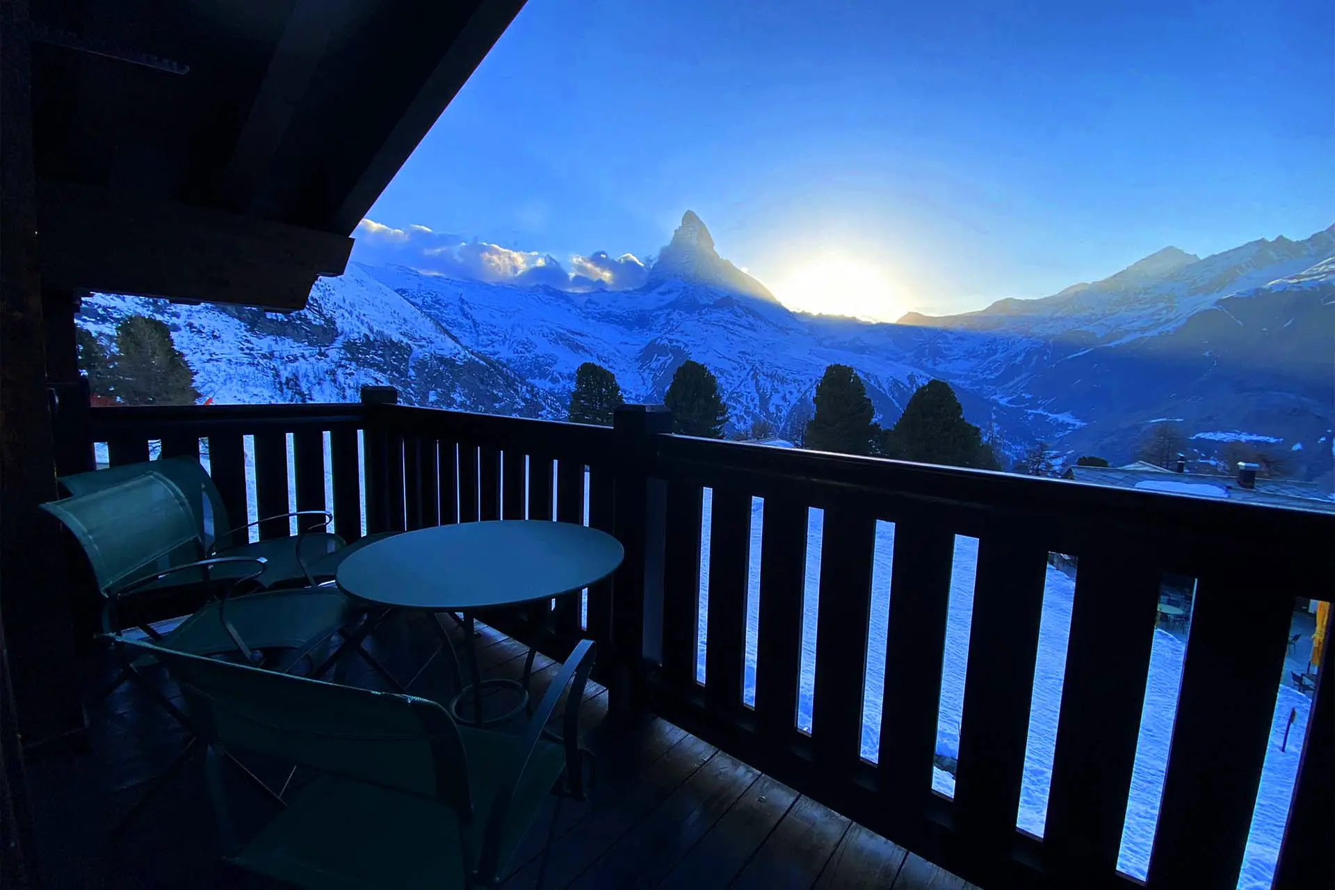 The 5 Star Hotel Riffelalp with the unforgettable view on the Matterhorn.